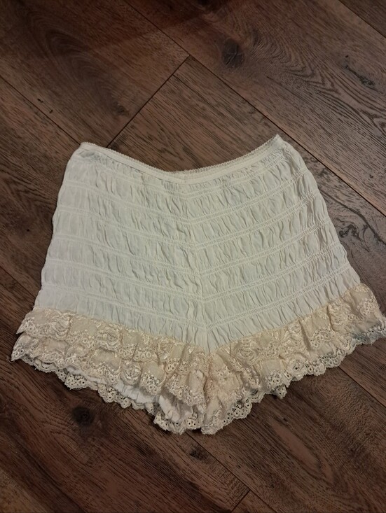 Free People Pants - Intimately Free People Cream Lace-Trim Smocked Shorts Bloomers